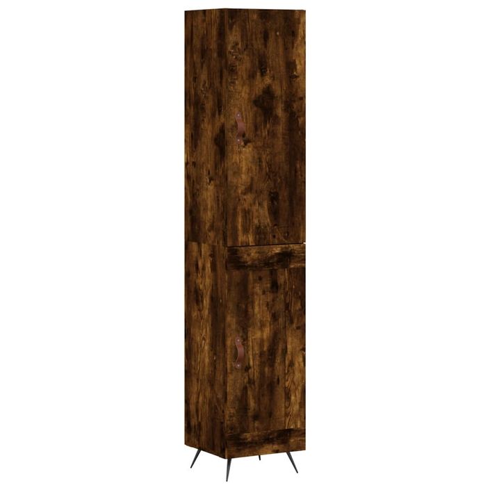 Buffet haut Chêne fumé 34,5x34x180 cm Bois d'ingénierie - Photo n°1