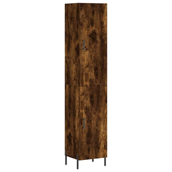 Buffet haut Chêne fumé 34,5x34x180 cm Bois d'ingénierie - Photo n°1