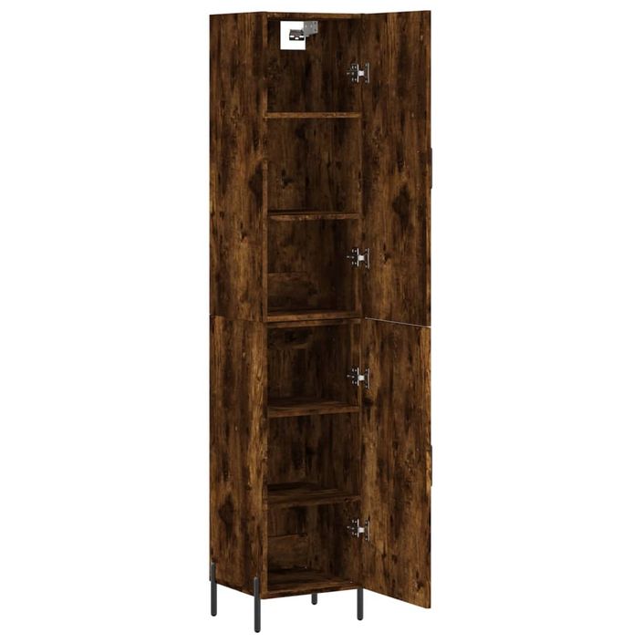 Buffet haut Chêne fumé 34,5x34x180 cm Bois d'ingénierie - Photo n°4