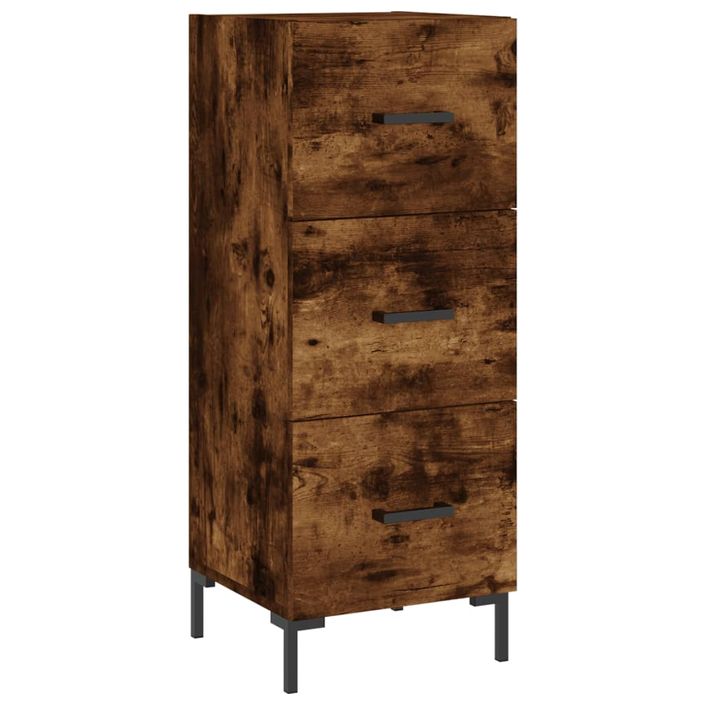 Buffet haut Chêne fumé 34,5x34x180 cm Bois d'ingénierie - Photo n°7