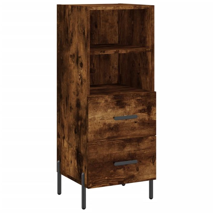 Buffet haut Chêne fumé 34,5x34x180 cm Bois d'ingénierie - Photo n°5