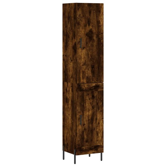 Buffet haut Chêne fumé 34,5x34x180 cm Bois d'ingénierie - Photo n°1