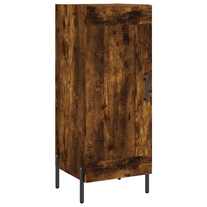 Buffet haut Chêne fumé 34,5x34x180 cm Bois d'ingénierie - Photo n°5