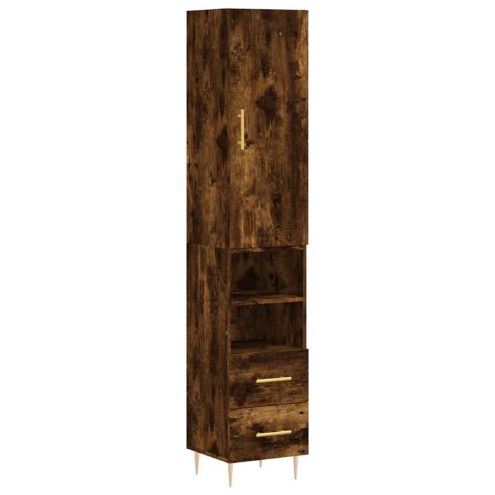 Buffet haut Chêne fumé 34,5x34x180 cm Bois d'ingénierie - Photo n°1