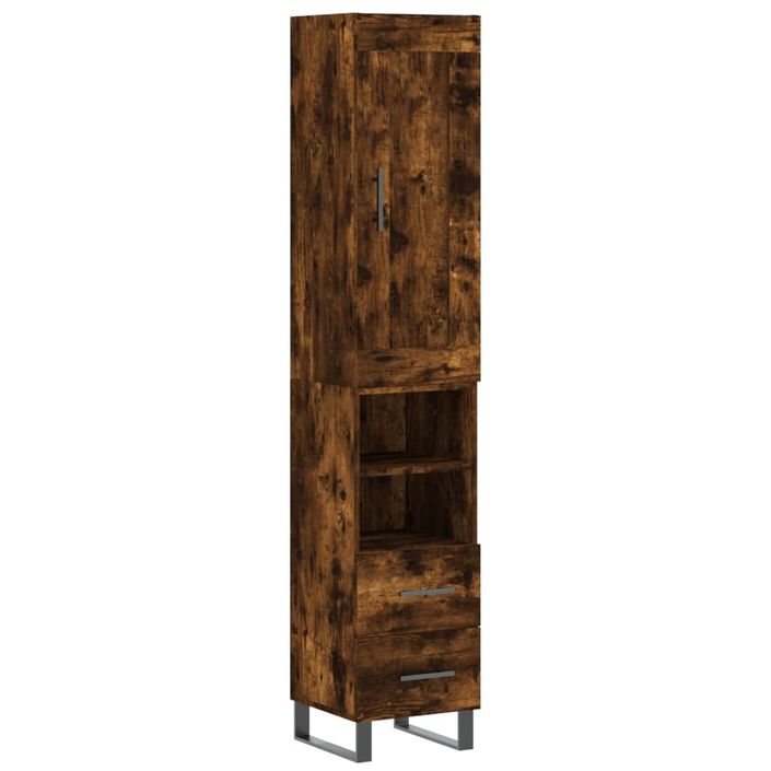 Buffet haut Chêne fumé 34,5x34x180 cm Bois d'ingénierie - Photo n°1