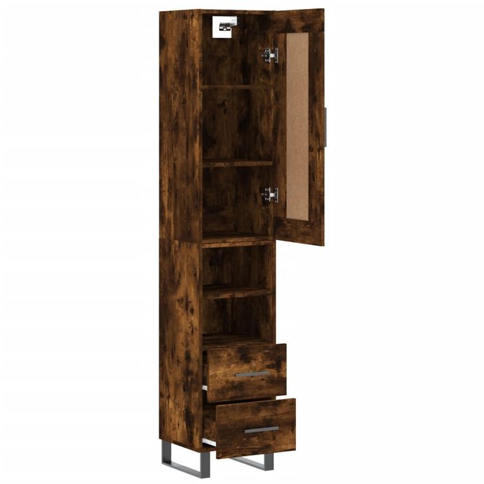 Buffet haut Chêne fumé 34,5x34x180 cm Bois d'ingénierie - Photo n°3