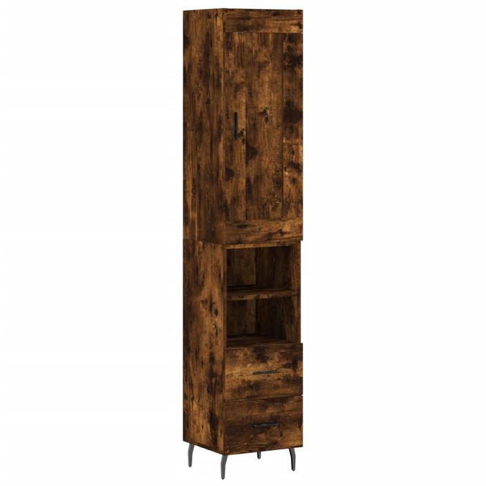 Buffet haut Chêne fumé 34,5x34x180 cm Bois d'ingénierie - Photo n°1