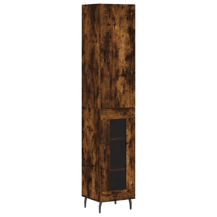 Buffet haut Chêne fumé 34,5x34x180 cm Bois d'ingénierie - Photo n°1