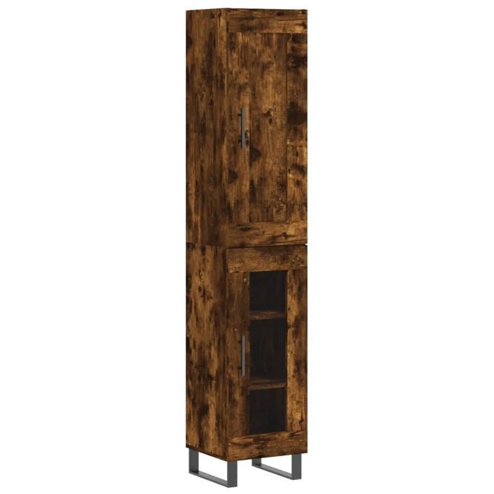 Buffet haut Chêne fumé 34,5x34x180 cm Bois d'ingénierie - Photo n°1