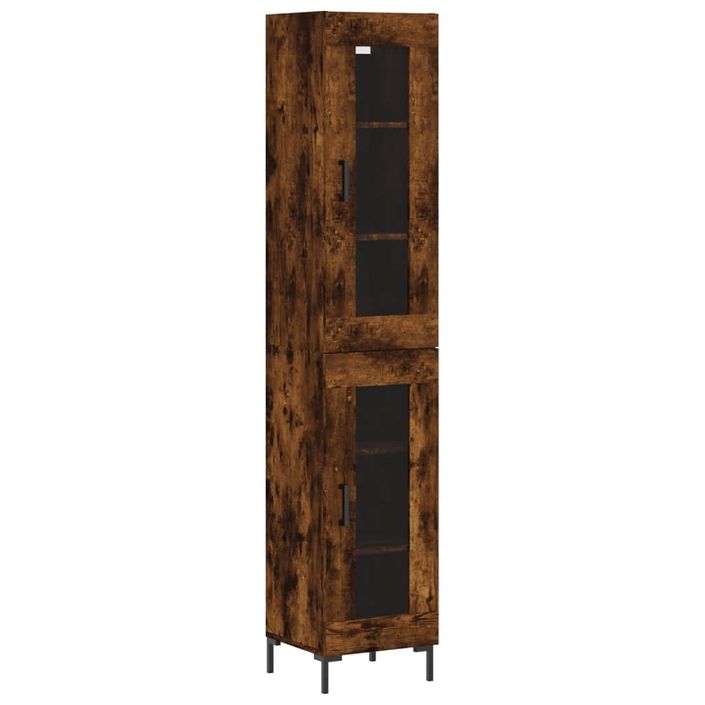 Buffet haut Chêne fumé 34,5x34x180 cm Bois d'ingénierie - Photo n°1