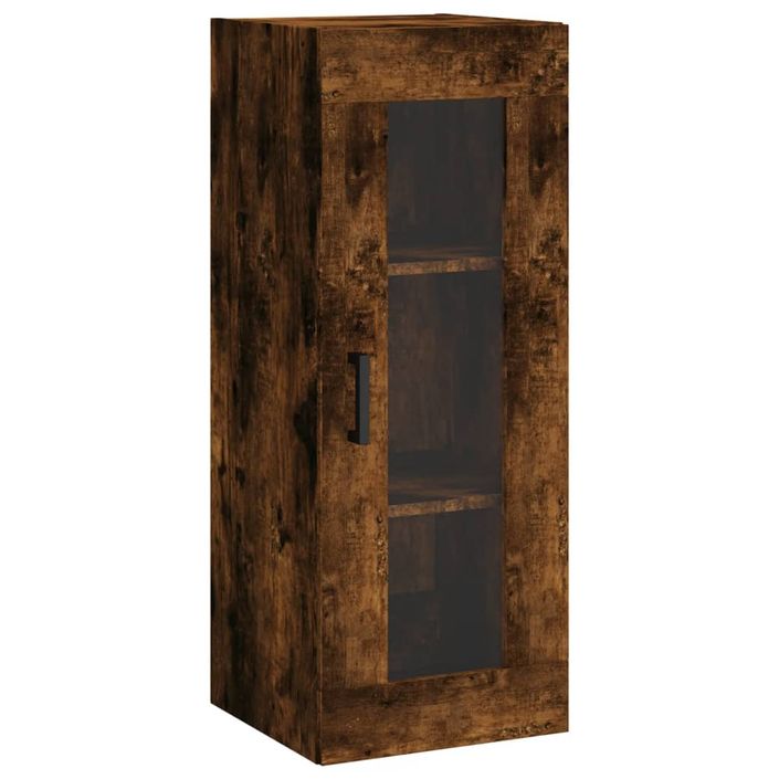 Buffet haut Chêne fumé 34,5x34x180 cm Bois d'ingénierie - Photo n°5