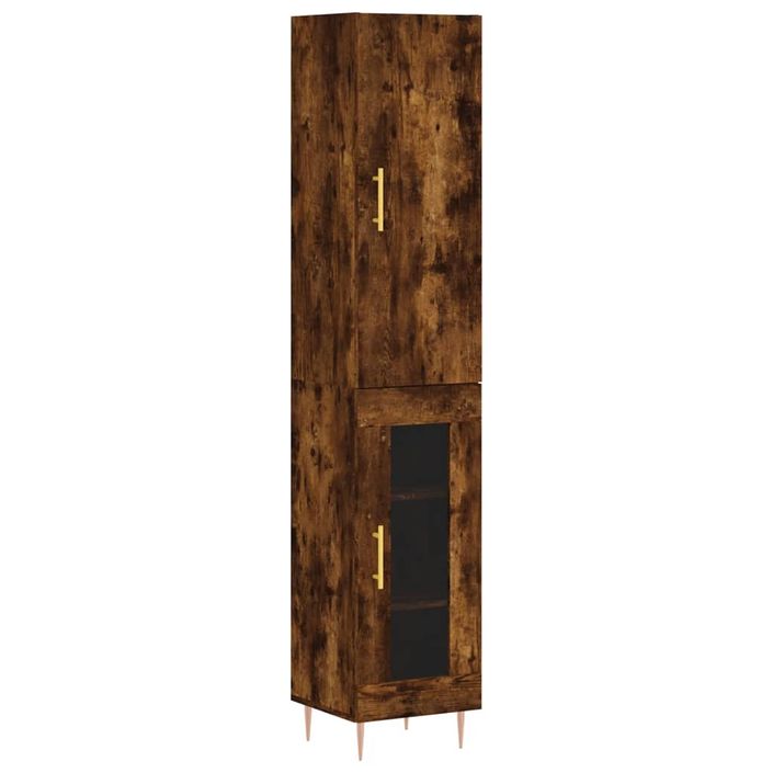 Buffet haut Chêne fumé 34,5x34x180 cm Bois d'ingénierie - Photo n°1