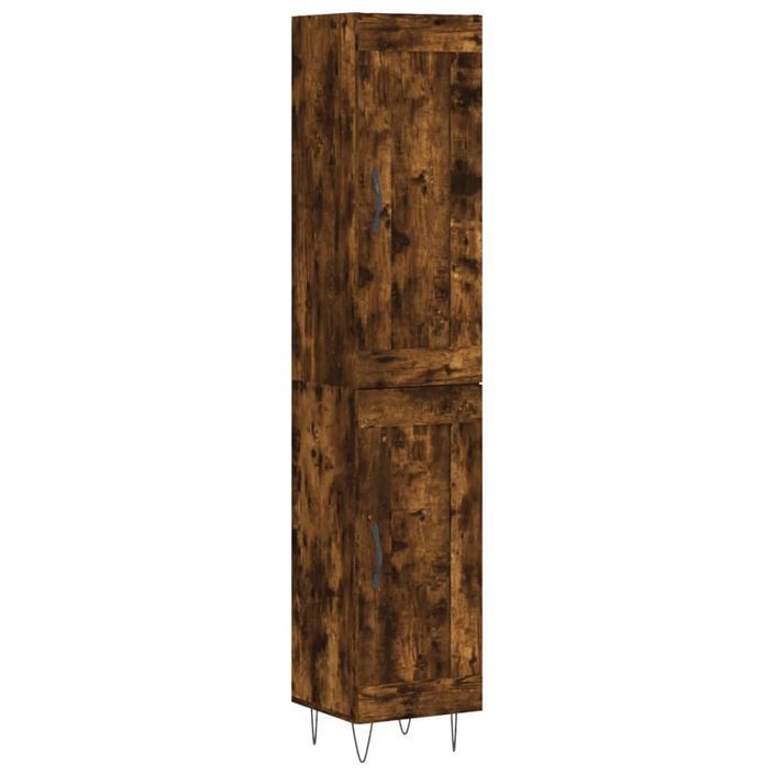 Buffet haut Chêne fumé 34,5x34x180 cm Bois d'ingénierie - Photo n°1