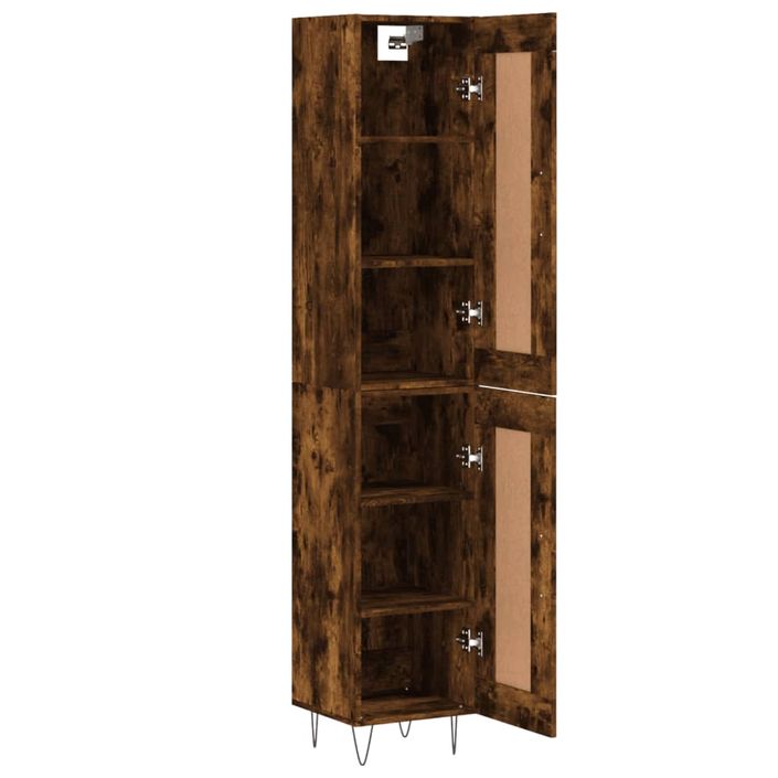 Buffet haut Chêne fumé 34,5x34x180 cm Bois d'ingénierie - Photo n°4