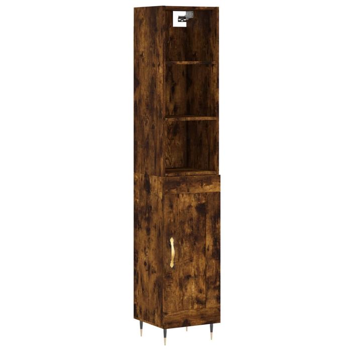 Buffet haut Chêne fumé 34,5x34x180 cm Bois d'ingénierie - Photo n°1