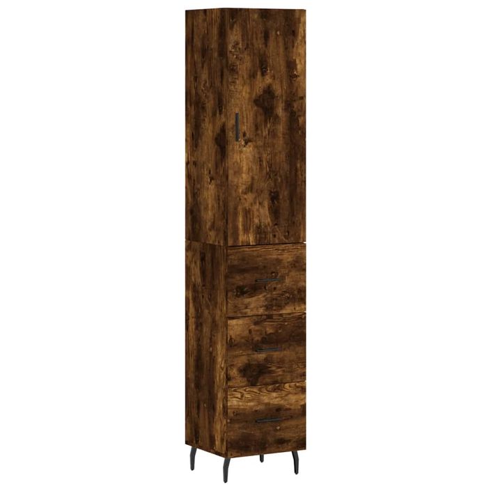 Buffet haut Chêne fumé 34,5x34x180 cm Bois d'ingénierie - Photo n°1