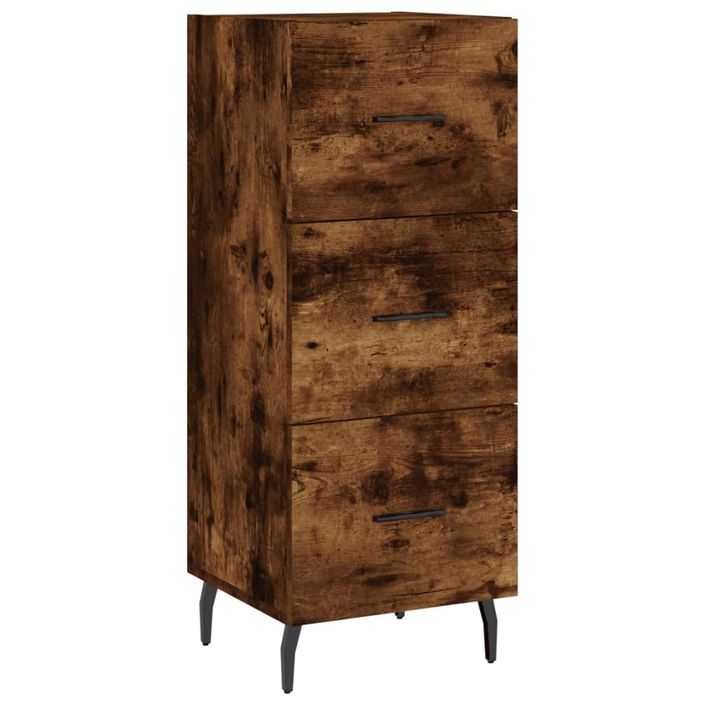 Buffet haut Chêne fumé 34,5x34x180 cm Bois d'ingénierie - Photo n°5