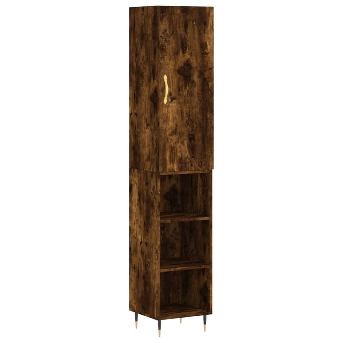 Buffet haut Chêne fumé 34,5x34x180 cm Bois d'ingénierie - Photo n°1