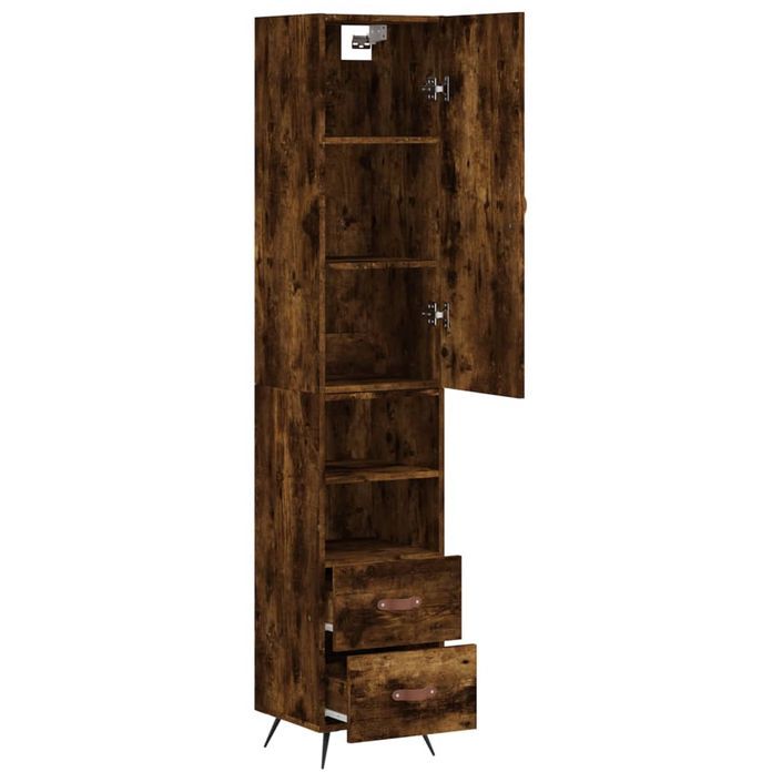 Buffet haut Chêne fumé 34,5x34x180 cm Bois d'ingénierie - Photo n°4