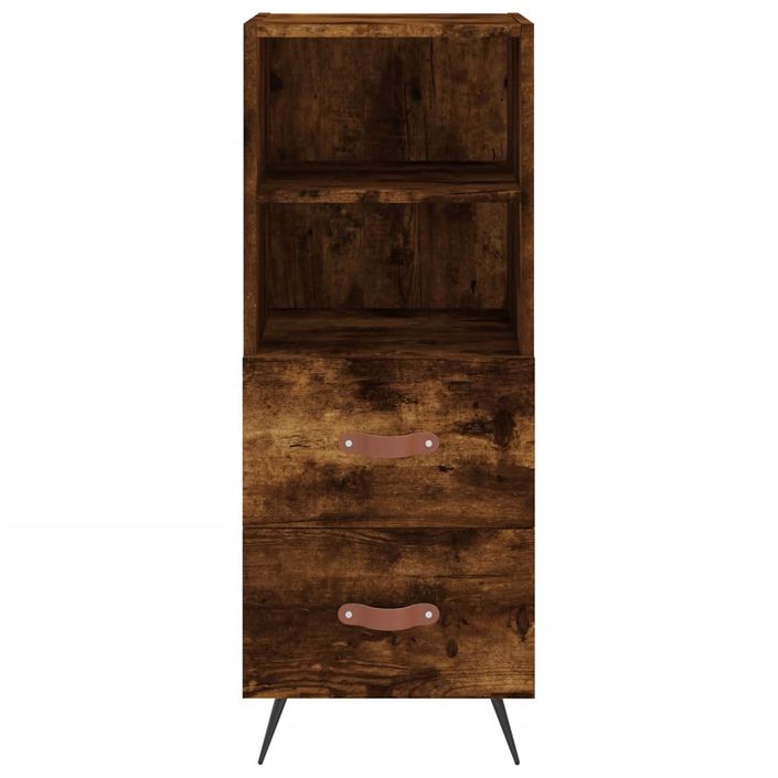 Buffet haut Chêne fumé 34,5x34x180 cm Bois d'ingénierie - Photo n°6