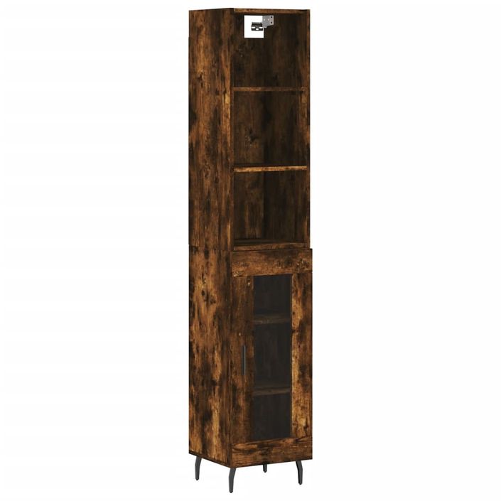 Buffet haut Chêne fumé 34,5x34x180 cm Bois d'ingénierie - Photo n°1