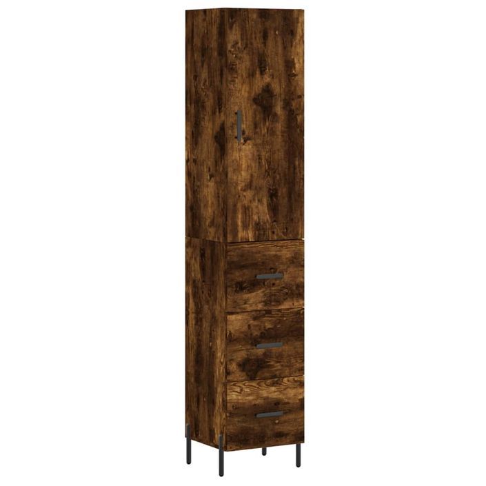 Buffet haut Chêne fumé 34,5x34x180 cm Bois d'ingénierie - Photo n°1