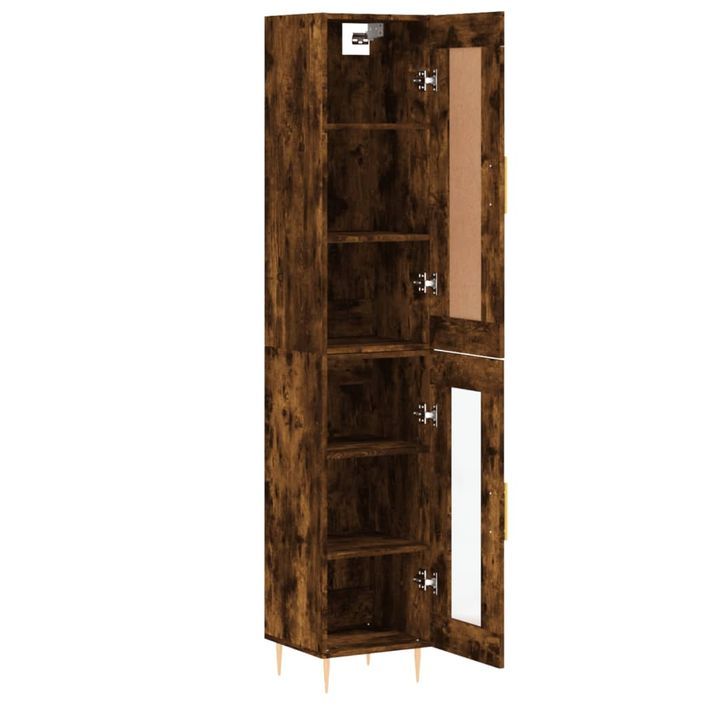 Buffet haut chêne fumé 34,5x34x180 cm bois d'ingénierie - Photo n°4