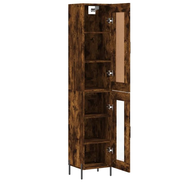 Buffet haut Chêne fumé 34,5x34x180 cm Bois d'ingénierie - Photo n°4