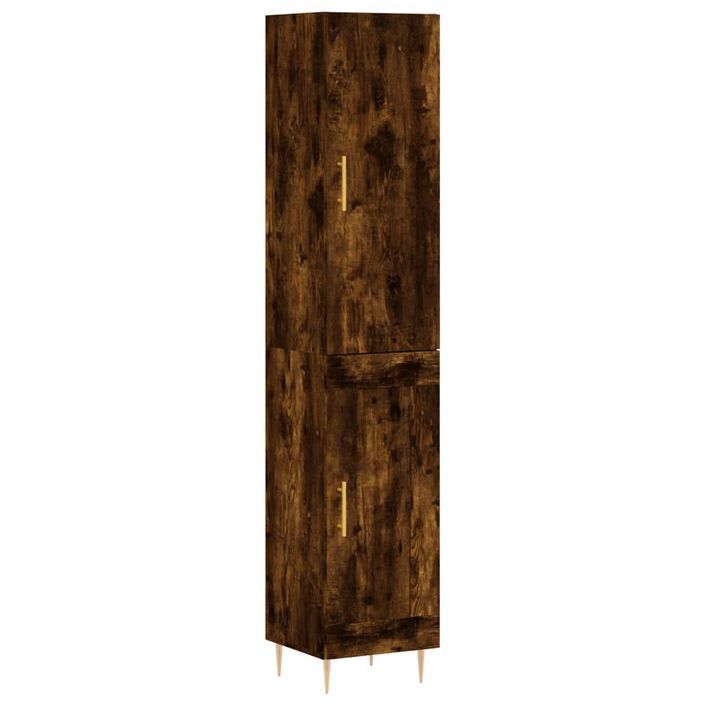 Buffet haut Chêne fumé 34,5x34x180 cm Bois d'ingénierie - Photo n°1