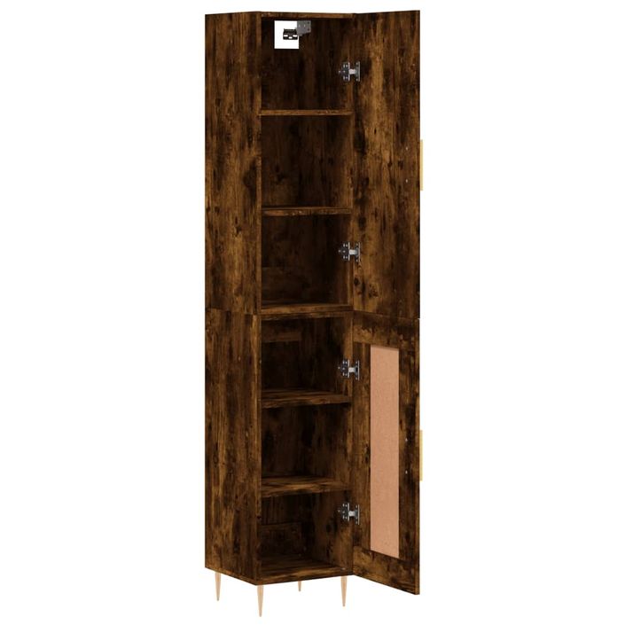 Buffet haut Chêne fumé 34,5x34x180 cm Bois d'ingénierie - Photo n°4