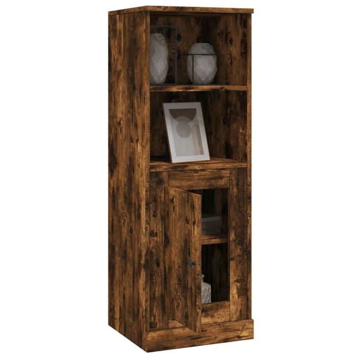 Buffet haut chêne fumé 36x35,5x103,5 cm bois d'ingénierie - Photo n°5