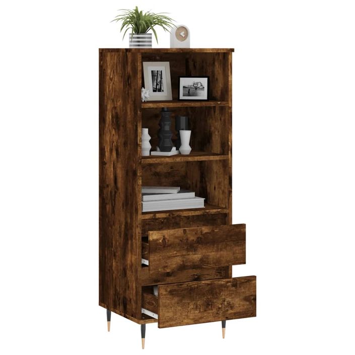 Buffet haut Chêne fumé 40x36x110 cm Bois d'ingénierie - Photo n°4