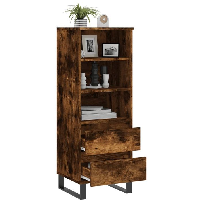 Buffet haut Chêne fumé 40x36x110 cm Bois d'ingénierie - Photo n°4