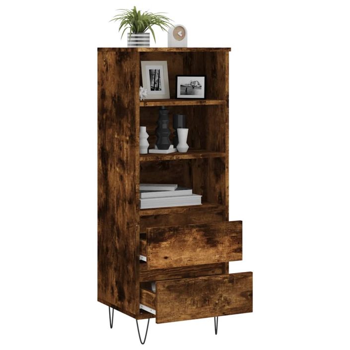 Buffet haut Chêne fumé 40x36x110 cm Bois d'ingénierie - Photo n°4