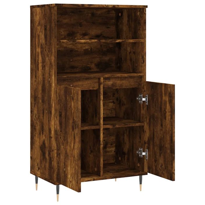 Buffet haut Chêne fumé 60x36x110 cm Bois d'ingénierie - Photo n°5