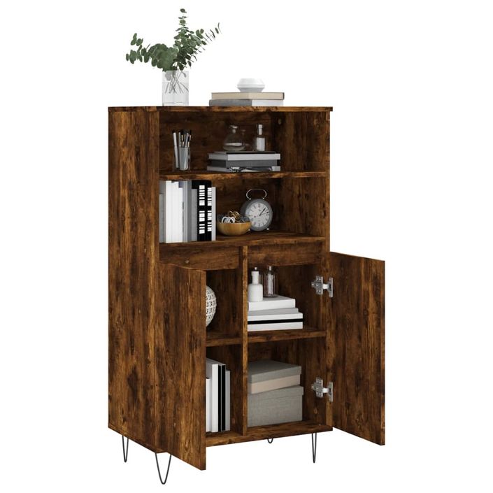 Buffet haut Chêne fumé 60x36x110 cm Bois d'ingénierie - Photo n°4