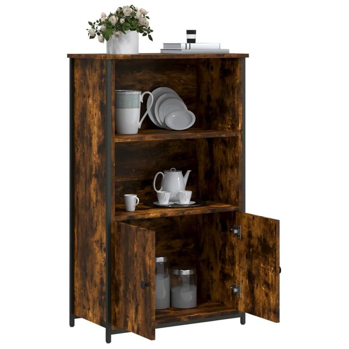 Buffet haut chêne fumé 62x32x103,5 cm bois d'ingénierie - Photo n°4