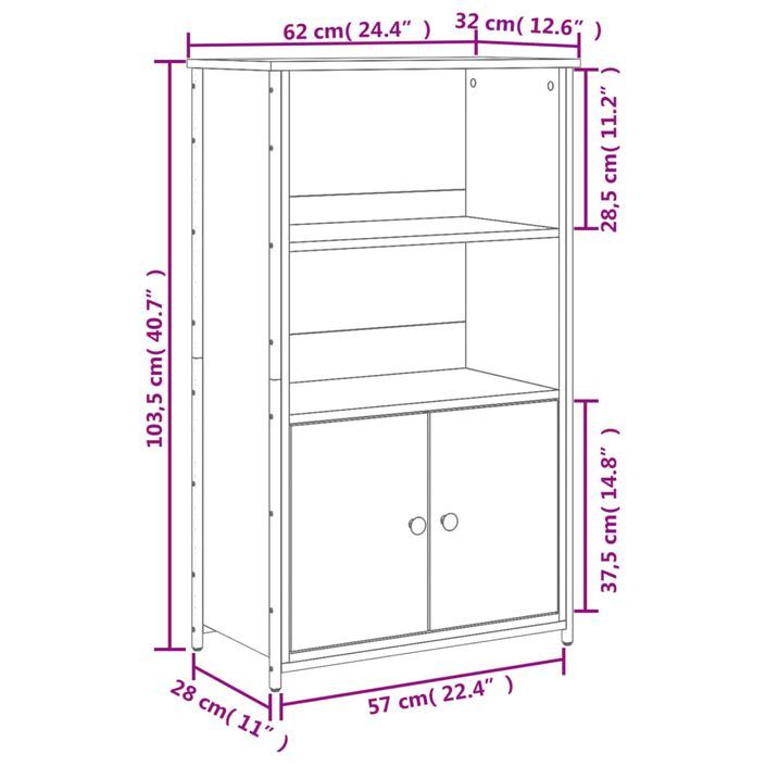 Buffet haut chêne fumé 62x32x103,5 cm bois d'ingénierie - Photo n°10