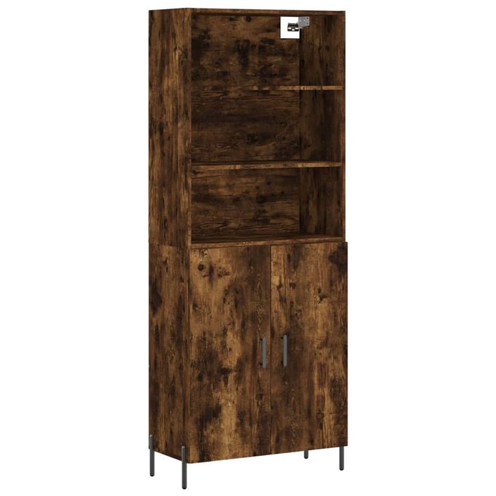 Buffet haut Chêne fumé 69,5x34x180 cm Bois d'ingénierie - Photo n°1