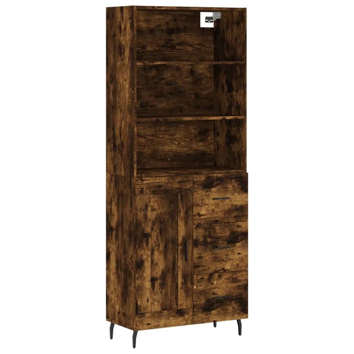 Buffet haut Chêne fumé 69,5x34x180 cm Bois d'ingénierie - Photo n°1