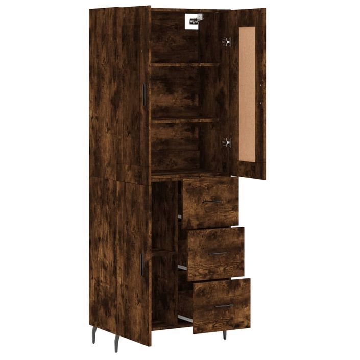 Buffet haut Chêne fumé 69,5x34x180 cm Bois d'ingénierie - Photo n°4