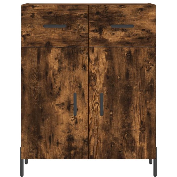 Buffet haut Chêne fumé 69,5x34x180 cm Bois d'ingénierie - Photo n°8