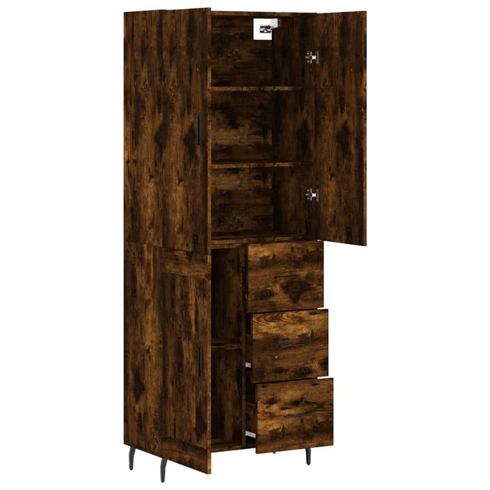 Buffet haut Chêne fumé 69,5x34x180 cm Bois d'ingénierie - Photo n°4