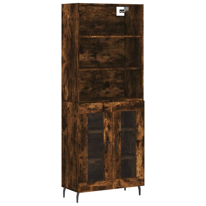 Buffet haut Chêne fumé 69,5x34x180 cm Bois d'ingénierie - Photo n°1