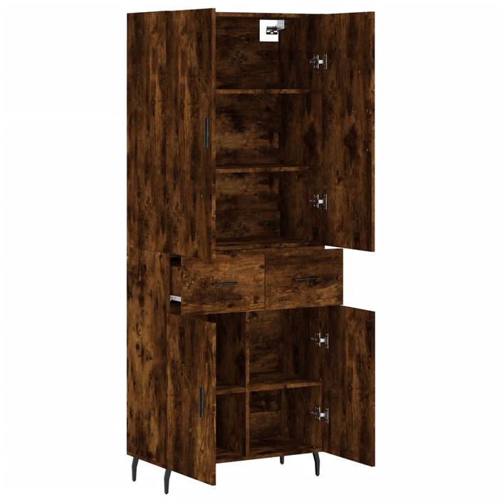 Buffet haut Chêne fumé 69,5x34x180 cm Bois d'ingénierie - Photo n°4