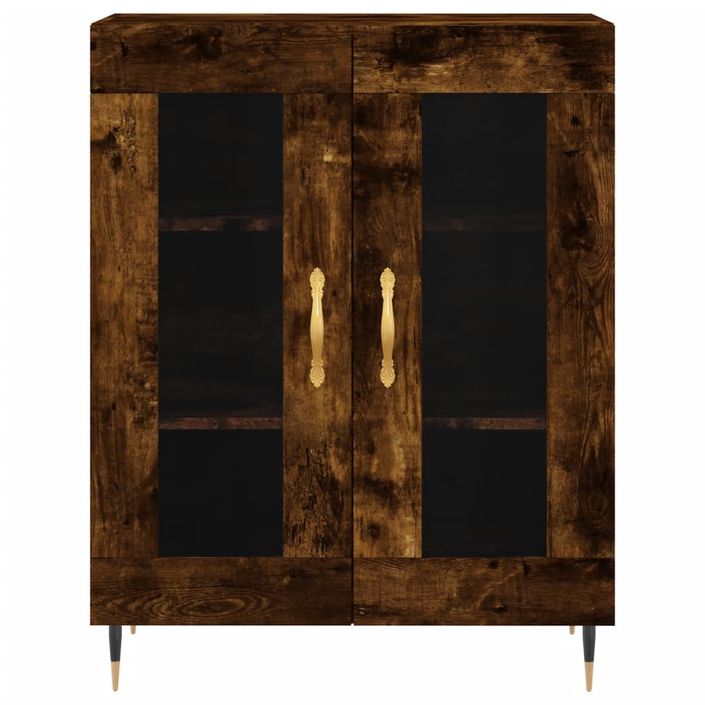 Buffet haut Chêne fumé 69,5x34x180 cm Bois d'ingénierie - Photo n°8