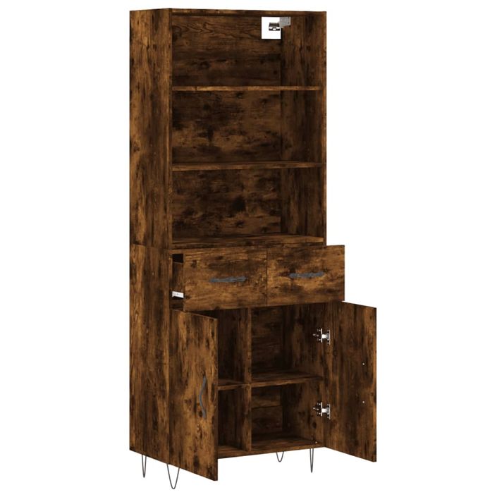 Buffet haut Chêne fumé 69,5x34x180 cm Bois d'ingénierie - Photo n°4