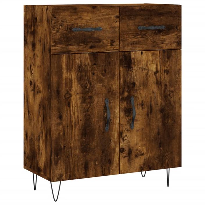 Buffet haut Chêne fumé 69,5x34x180 cm Bois d'ingénierie - Photo n°7