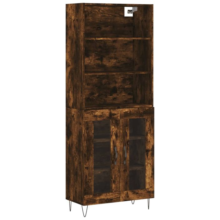 Buffet haut Chêne fumé 69,5x34x180 cm Bois d'ingénierie - Photo n°1