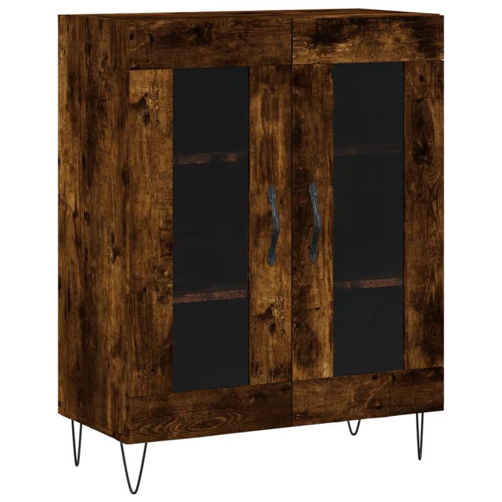 Buffet haut Chêne fumé 69,5x34x180 cm Bois d'ingénierie - Photo n°7